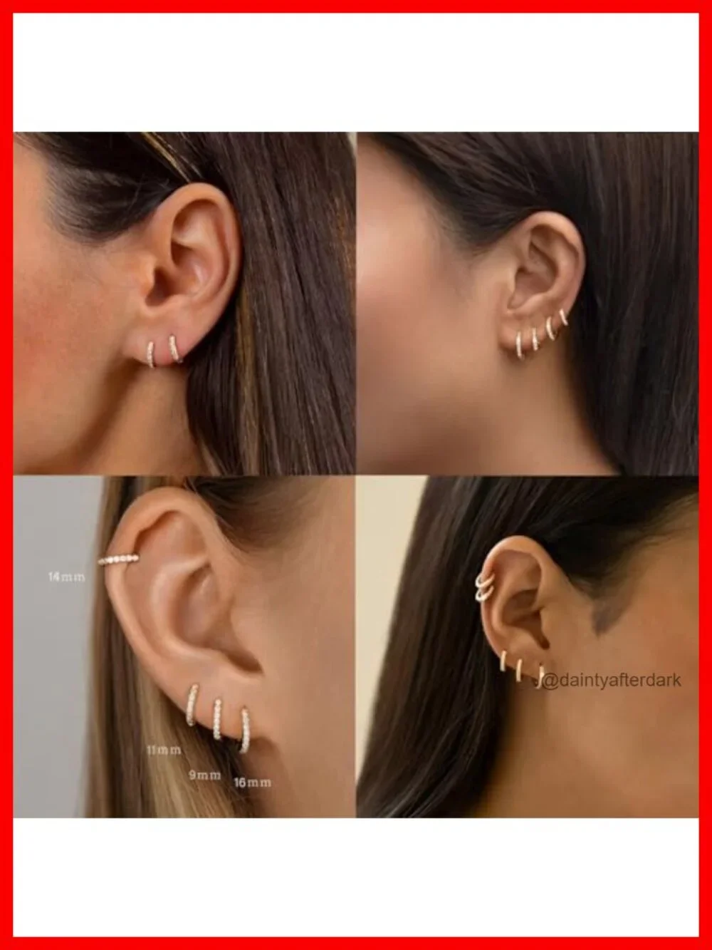 14K Gold Plated Cubic Zirconia Hoop Earrings Set for Women, Lightweight Dainty